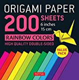 Origami Paper 200 sheets Rainbow Colors 6' (15 cm): Tuttle Origami Paper: Double Sided Origami Sheets Printed with 12 Different Designs (Instructions for 6 Projects Included)