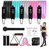 Exercise Resistance Bands Set for Women, Home Gym Fitness Workout Bands 11PCS with Fitness Tubes, Foam Handles, Ankle Straps, Door Anchor, Carrying Pouch for Yoga, Physical Therapy, Up to 100 lbs