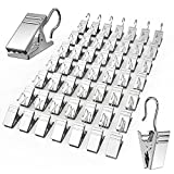 50 PCS Curtain Clips Heavy-Duty Hook Clip Set, Stainless Steel Clips with Hook for Home Decoration, Photos, Art Craft Display (Silver)