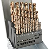 BeHappy Drill Bit Set 29pcs, M35 Cobalt Drill Bit Set, High Speed Steel Twist Drill Bit Set for Hardened Metal, Stainless Steel, Cast Iron and Wood Plastic with Indexed Storage Case, 1/16'-1/2'