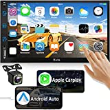 Car Stereo Compatible with Apple Carplay & Android Auto, Hieha 7 Inch Double Din Car Stereo with Bluetooth and Backup Camera, Touch Screen Car Radio with AM/FM, Voice Control, Mirror Link, A/V Input