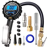 AstroAI Digital Tire Inflator with Pressure Gauge, 250 PSI Air Chuck and Compressor Accessories Heavy Duty with Rubber Hose and Quick Connect Coupler for 0.1 Display Resolution, Gifts for Men.