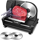 Meat Slicer 200 Watt for Home Use, Electric Food Slicer with “Two” Upgrade 7.5' Sharp Stainless Steel Blade(Serrated + Smooth) & 0-15mm Precise Thickness Cut Deli Food, Meat, Bread, Fruit, Vegetable