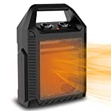 LIFEPLUS Small Portable Space Heater for Indoor Use Office Electric Ceramic Fast Heat Adjustable Thermostat 750W/1500W Comfort Quiet and Safe Overheat and Tip-over Protection for Table Room Home Black…