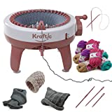 Knitting Craft Machine, 40 Needle Knitting Loom Board with Flat and Round Weaving Options for Kids and Adults. Complete kit Comes with 10 Balls of Yarn and a Knitting Needle by Kraftic