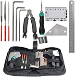 TIMESETL Guitar Repairing Maintenance Tool Kit Includes Fret Rocker Leveling Tool String Organizer String Action Ruler Gauge Measuring Tool Hex Wrench Set Files for Guitar Ukulele Bass Mandolin Banjo