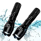 ThuZW 2 Pack Tactical Flashlight Torch, Military Grade 5 Modes XML T6 3000 Lumens Tactical Led Waterproof Handheld Flashlight for Camping Biking Hiking Outdoor Home Emergency