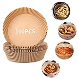 Air Fryer Disposable Paper Liner, 100 PCS Non-Stick Air Fryer Paper Round 6.3 inch Parchment Paper Cooking Paper Oil-proof Food Grade for Baking Frying Roasting Microwave