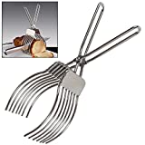 Stainless Steel Roast Beef Cutting Tongs Meat Bread Slicing Tong Onion Tomato Holder For Slicing Vegetable Fruits Cutting Kitchen Aid