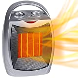 Portable Electric Space Heater 1500W/750W Personal Room Heater with Thermostat, Small Desk Ceramic Heater with Tip Over and Overheat Protection ETL Certified for Office Indoor Bedroom ( Silver )
