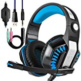 Wired Pro Gaming Headset with Mic for Xbox one PC PS4, Noise Cancelling Over Ear Gaming Headphones, Stereo Bass Surround Sound, LED Light, MacBook Laptop Game Earphone Accessories
