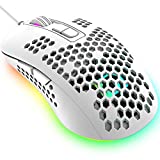 Mini Ultralight Wired Gaming Mouse,4 Kinds RGB Backlit,2400DPI 4 Levels Adjustable,Lightweight Honeycomb Shell Mice for PC Gamers,Xbox,PS4(White)