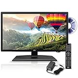 21.5 Inch 1080p LED RV Television - Slim Flat Screen Monitor FHD Small TV w/HDMI, RCA, Multimedia Disk/DVD Combo, 12/24 Volt Car Adapter, Wall Mount, Works w/Mac PC, Includes Remote Control