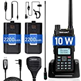 TIDRADIO TD-H6 10Watt Ham Radio Handheld Upgraded from BaoFeng UV-5R Dual Band Walkie Talkies with Extra 2200mAh Battery, Programming Cable, Speaker Mic and TD-771 Antenna