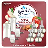 Glade PlugIns Refills Air Freshener Starter Kit, Scented and Essential Oils for Home and Bathroom, Apple Cinnamon, 4.02 Fl Oz, 2 Warmers + 6 Refills