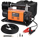 ROAD2SUMMIT Heavy Duty Portable 12V Air Compressor Kit Inflate 180L (6.35Ft³) /Min Max 150PSI, Off-Road Air Compressor Kit for 4x4 Vehicle RV, Air Pump for ATVS Tire, for Car and SUV Tire