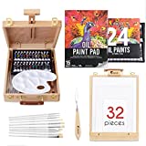 Oil Paint Set - Oil Painting Supplies - Includes Tubes of Oil Paint, Paint Brushes, Palette Knife, Canvases for Painting, Paper Pad, Paint Palette & Wood Tray Easel - Art Supplies for Adults and Kids
