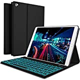 iPad Keyboard Case for New 2018 iPad, 2017 iPad, iPad Pro 9.7, iPad Air 1 and 2 - BT Backlit Detachable Quiet Keyboard - Slim Leather Folio Cover - 7 Color Backlight - Apple Tablet