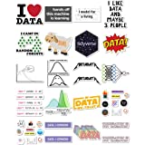 Stickers 20 Pcs Per Pack Data Laptop Science Aesthetic Vinyl Colorful Waterproof Bumper Car Luggage Bike Water Bottle Skateboard Guitar, White, 2.1 x 2.1 inch