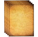 100 Pack Aged Lined Paper Vintage Antique Stationery Papers 8.5' X 11' Old Fashion Looking Letter Sheets For Writing Calligraphy Scrapbook Crafts Office Notes Certificate Wedding Invitation Printing