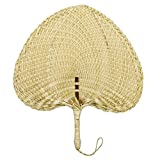 AUEAR, 1 Pack Natural Bamboo Raffia Fan Summer Handmade Palm Leaf Woven Fans for Luau Tropical Party Supplies Wedding Camping (Chinese Style A)