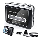 Upgraded Cassette Player with External Speaker–Walkman Cassette to MP3 Converter–Compatible with MAC Laptops & PC – Cassette Convert to Digital Files via USB Cable
