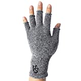 Vital Salveo Fingerless Recovery Gloves Stretchy Hands Office Unisex Half Finger Typing Texting Circulation Gloves (Pair)-XL-Light Grey