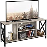 Yaheetech TV Stand for 65 inch TV Console Table with Storage Shelves Cabinet, 55' Wood Entertainment Center for Living Room, Industrial Modern Style TV Cabinet for Flat Screens, Gray