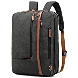 CoolBELL Convertible Backpack Shoulder bag Messenger Bag Laptop Case Business Briefcase Leisure Handbag Multi-functional Travel Rucksack Fits 15.6 Inch Laptop For Men / Women (Canvas Black)
