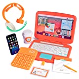 Born Toys Toddler Pretend Play Office Set - 9 pcs Kids Pretend Play Work From Home Office Includes Baby Laptop for Kids, Toy Phone w/ LED Lights & Sounds, Calculator Pop It & Headset for Ages 3-7
