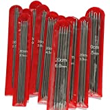 Z-Color 11 Sizes 55Pcs 7.9' Double Pointed Stainless Steel Knitting Needles Set 2MM -6.5MM