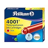 Pelikan 4001 TP/6 Ink Cartridges for Fountain Pens, Brilliant Red, 0.8ml, 6 Pack (301192)