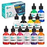 UPGREY Airbrush Paint, 12 Color Airbrush Paint Set, Opaque & Neon Colors, Water Based Acrylic Airbrush Paint Kit for Artists, Painting on Canvas, Paper, Wood, Fabric (12 Colors (30 ml/1 oz))