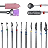 ERUIKA 14pcs Nail Drill Bits Set, Professional Rotary Burrs Diamond Cuticle Remover Bits Kit, 3/32' Electric Manicure Nail File Bit for Acrylic Gel Nails Cuticle Manicure