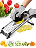 JOYHILL V Blade Mandoline Slicer for Kitchen, 420 Stainless Steel Vegetable Chopper for Potato and Onion, Food Julienne Slicers with Safety Gloves and Blade Guard