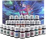 24 Colors Calligraphy Ink Set, Calligraphy Fountain Glass Dip Pen Color Ink Caligrapher Pen Ink Bottle Set, Gold Powder Drawing Writing Art Ink with Gift Box - 24 x 7ml