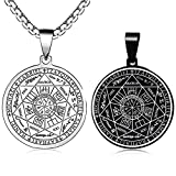 FLYUN Seal Of The Seven Archangels Necklaces for Men, 7 Archangel Pendant in Stainless Steel, Mens Tetragrammaton Spiritual Protection Charm (A1-Steel)