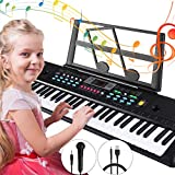 Electronic Keyboard Piano 61 Keys, Portable Piano Keyboard with Music Stand, Microphone, Power Supply Digital Music Piano Keyboard Early Education Music Instrument for Beginners & Kids