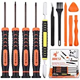 JOREST Repair Kit for xbox one/360/X PS4 PS3 PS5, 25pcs kit with PH0 and T6 T8 T10 Torx Security Screwdriver, Crowbars, Tweezers, Brush, Cleaning Tool for Controller and Console
