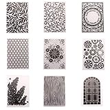 9 Styles Leaf Flower Pattern Plastic Embossing Folder Template for Gift Scrapbooking Photo Album Card Paper Craft Making Decor Mold, DIY Embossing Folders Stencil Decorating Mould Tools