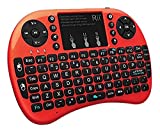 Rii i8+ BT Mini Wireless Bluetooth Backlight Touchpad Keyboard with Mouse for PC/Mac/Android, Red (RTi8BT-6)