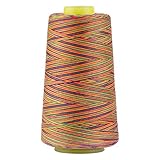 Rainbow Polyester Sewing Thread Variegated Used for Quilting Serger Overlock Embroidery All Purpose Connecting Threads for Sewing Machine and Hand Repair Works 3000 Yards Over The Rainbow