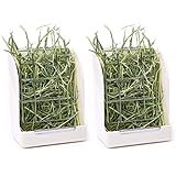 CALPALMY 2-Pack Hay Feeder for Rabbits, Guinea Pigs, and Chinchillas - Minimize Waste and Mess with 5 1/2' x 3' x 7 3/8' Hanging Alfalfa and Timothy Hay Dispenser