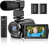 Video Camera, 1080P FHD Camcorder 30FPS 24MP Vlogging Camera for YouTube with 16X Digital Zoom, 3 Inch 270 Degrees Rotation LCD Screen Camera Recorder with Microphone, Remote Control and 2 Batteries