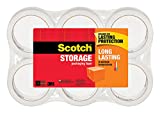 Scotch Long Lasting Storage Packaging Tape, 1.88' x 54.6 yd, Designed for Storage and Packing, Stays Sealed in Weather Extremes, 3' Core, Clear, 6 Rolls (3650-6)