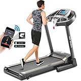 ANCHEER T900 Treadmill, 3.25 HP Automatic Incline Treadmill with APP & Bluetooth Audio Speakers, Electric Folding Treadmills for Home Office Gym, Walking Running Exercise Machine