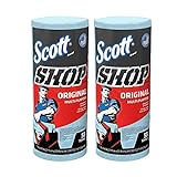 75130 Scott Single Rolls Blue Shop Towels Disposable 55 Sheets Each Pack 110 Total Paper Towels (2 PACK BUNDLE) Professional DIY Oil Absorbent Wipes 39.5 Sq Feet a Roll