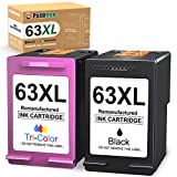 Palmtree Remanufactured Ink Cartridge Replacement for HP Ink 63 63XL Ink Cartridges Black and Color for HP OfficeJet 3830 4650 5255 Envy 4520 4512 4513 Deskjet 1112 2130 Printer (1 Black 1 Tri-Color)