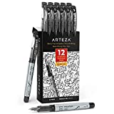 Arteza Disposable Fountain Pens, Pack of 12, Medium 0.9-mm Nib, Smooth-Writing Quick-Drying Black Ink Pen, Art Supplies for Professionals, Students, and Hobbyists