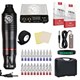 Dragonhawk Cartridge Tattoo Machine Kit Pen Rotary Tattoo Machine Cartridge Needles Power Supply for Tattoo Artists 1013-7 (Atom)